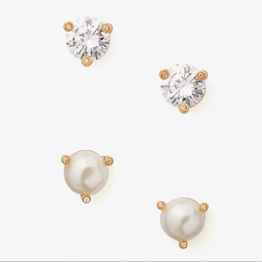 ❌SOLD OUT❌ KATE SPADE Earring Set - Pearl and Diamond (Brand New, Never Worn) - Picture 1 of 9